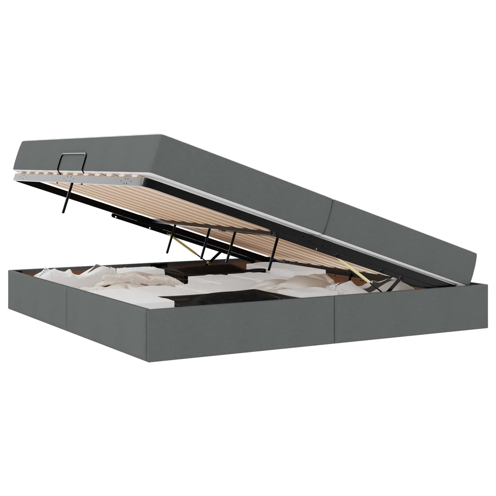 Opbergbed met matras Donkergrijs 200 x 200 cm Polyester is nu te koop bij PeponiXL, paradijselijk wonen!