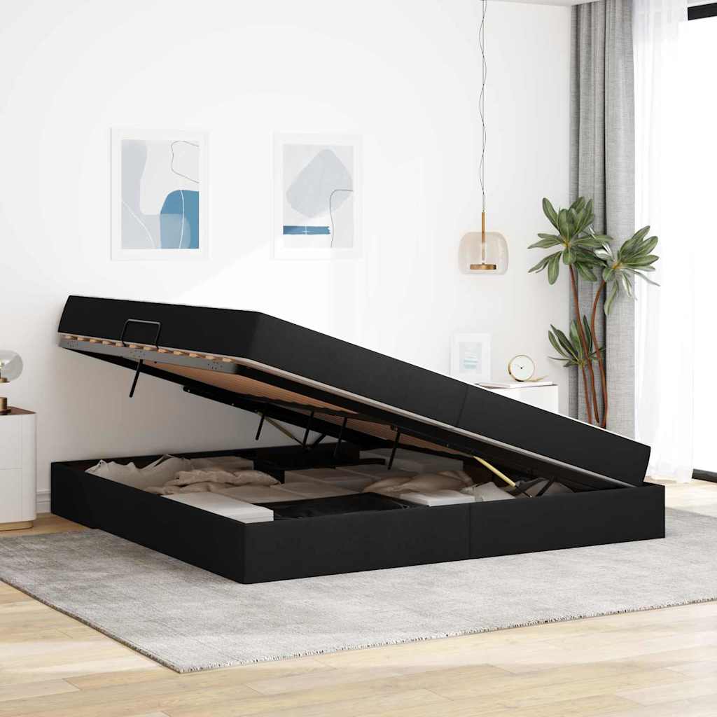 Opbergbed met matras met matras Zwart 200 x 200 cm Polyester is nu te koop bij PeponiXL, paradijselijk wonen!