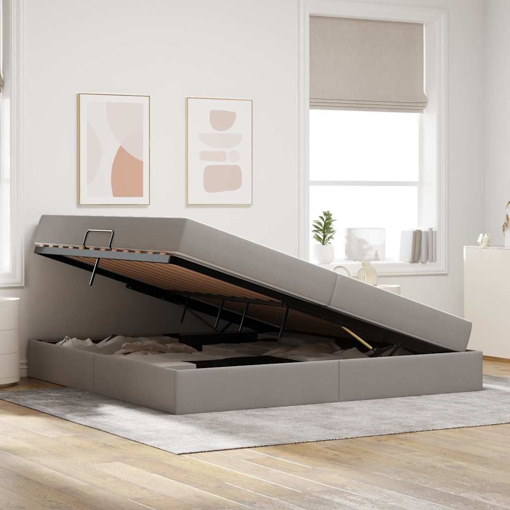 Opbergbed met matras met matras Taupe 200 x 200 cm Polyester is nu te koop bij PeponiXL, paradijselijk wonen!