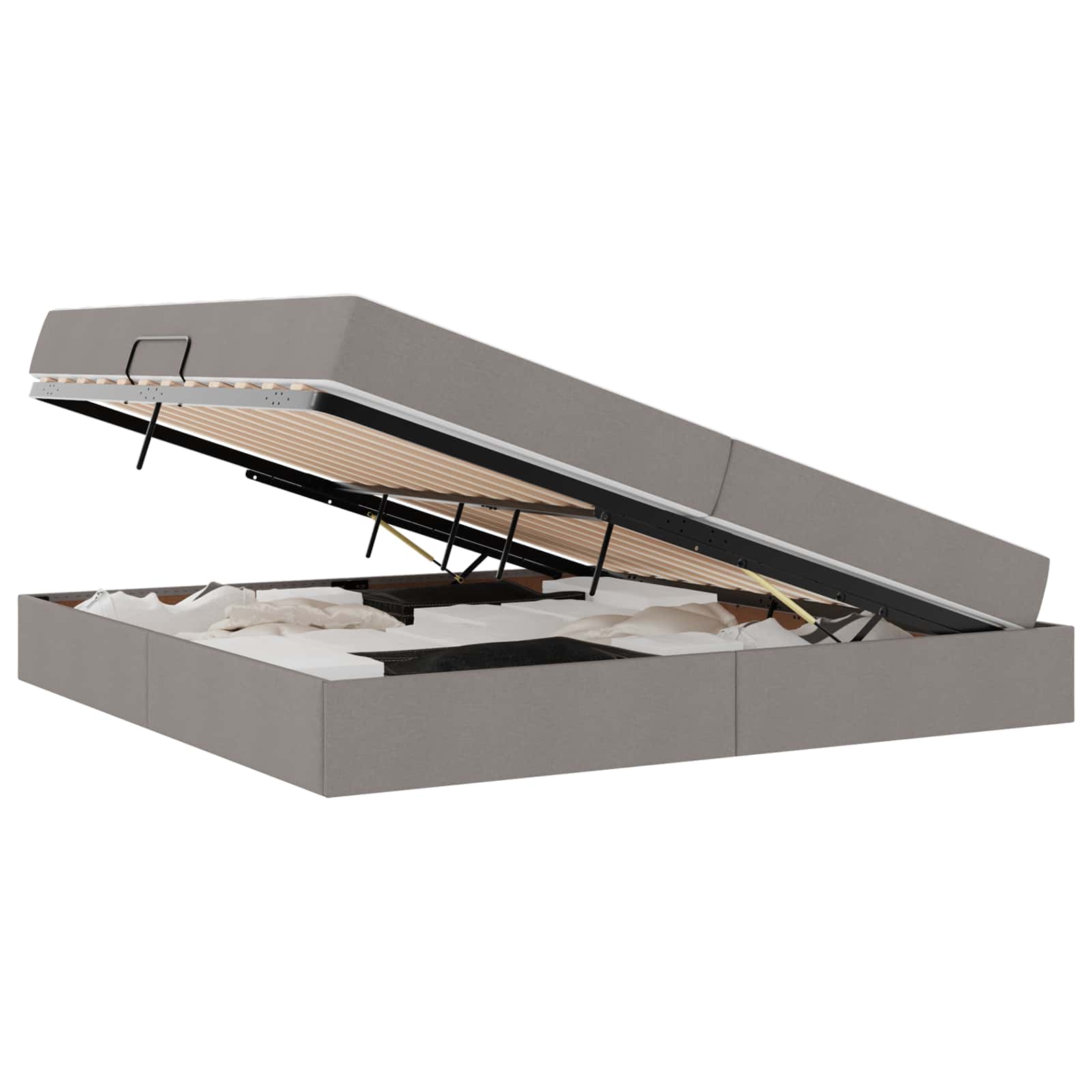 Opbergbed met matras met matras Taupe 200 x 200 cm Polyester is nu te koop bij PeponiXL, paradijselijk wonen!