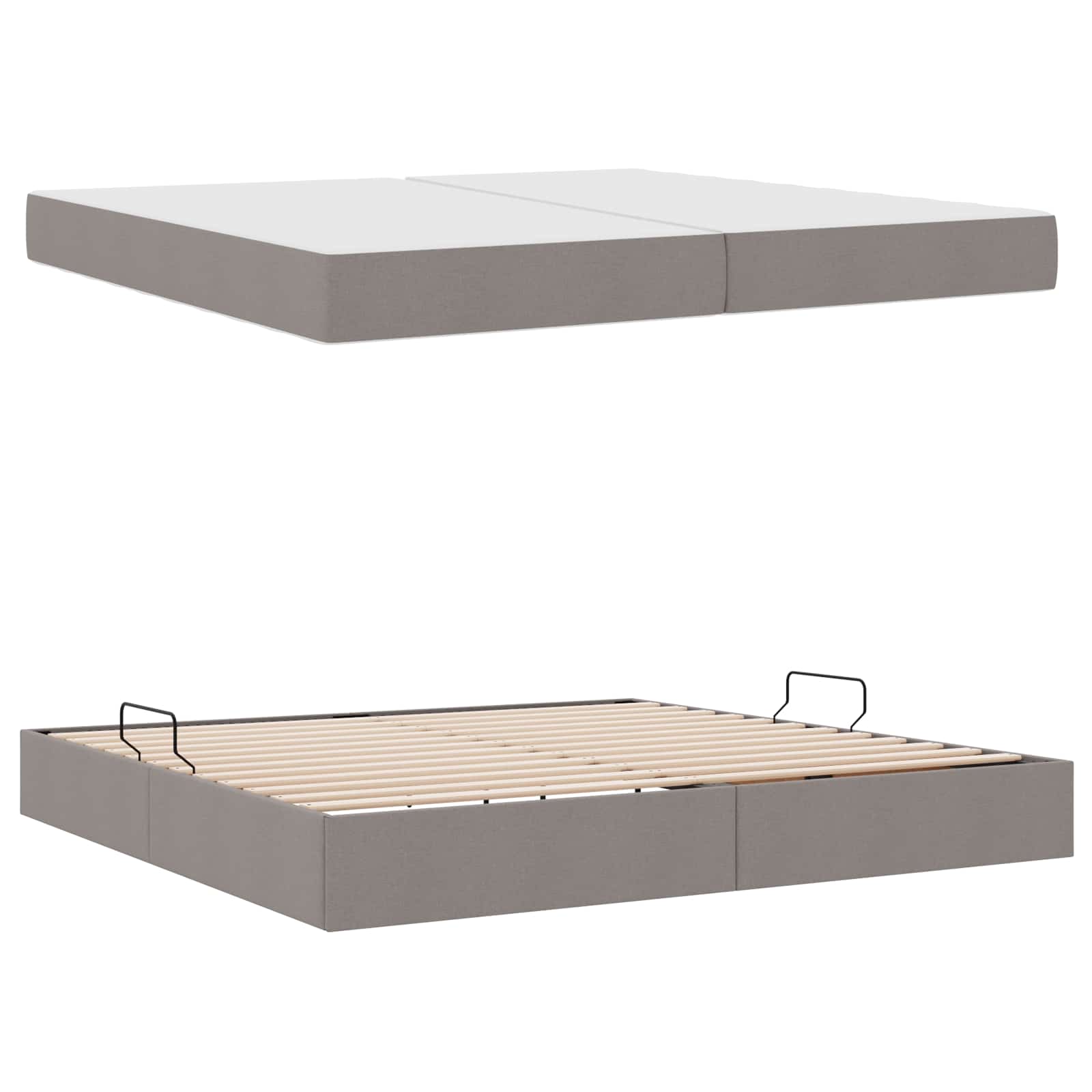 Opbergbed met matras met matras Taupe 200 x 200 cm Polyester is nu te koop bij PeponiXL, paradijselijk wonen!