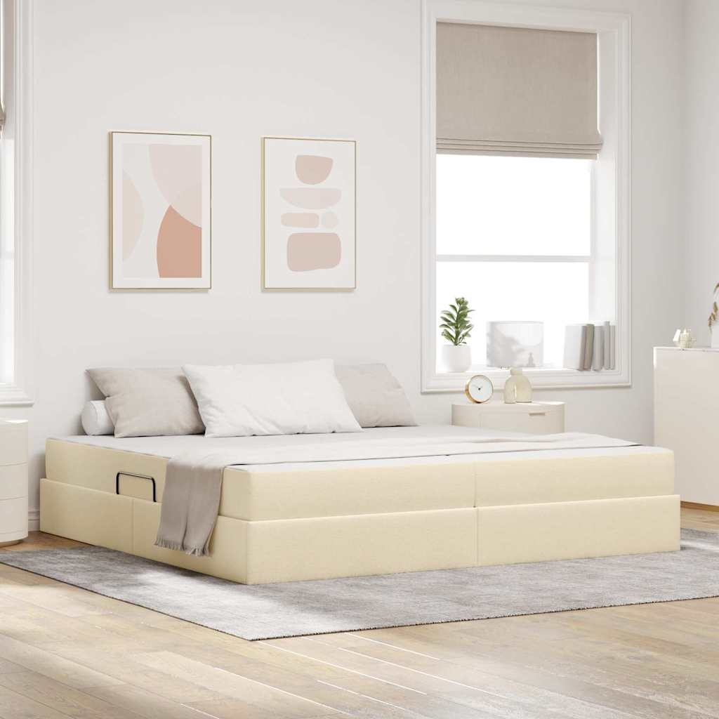 Opbergbed met matras met matras Crème 200 x 200 cm Polyester is nu te koop bij PeponiXL, paradijselijk wonen!