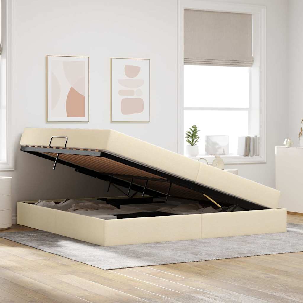 Opbergbed met matras met matras Crème 200 x 200 cm Polyester is nu te koop bij PeponiXL, paradijselijk wonen!
