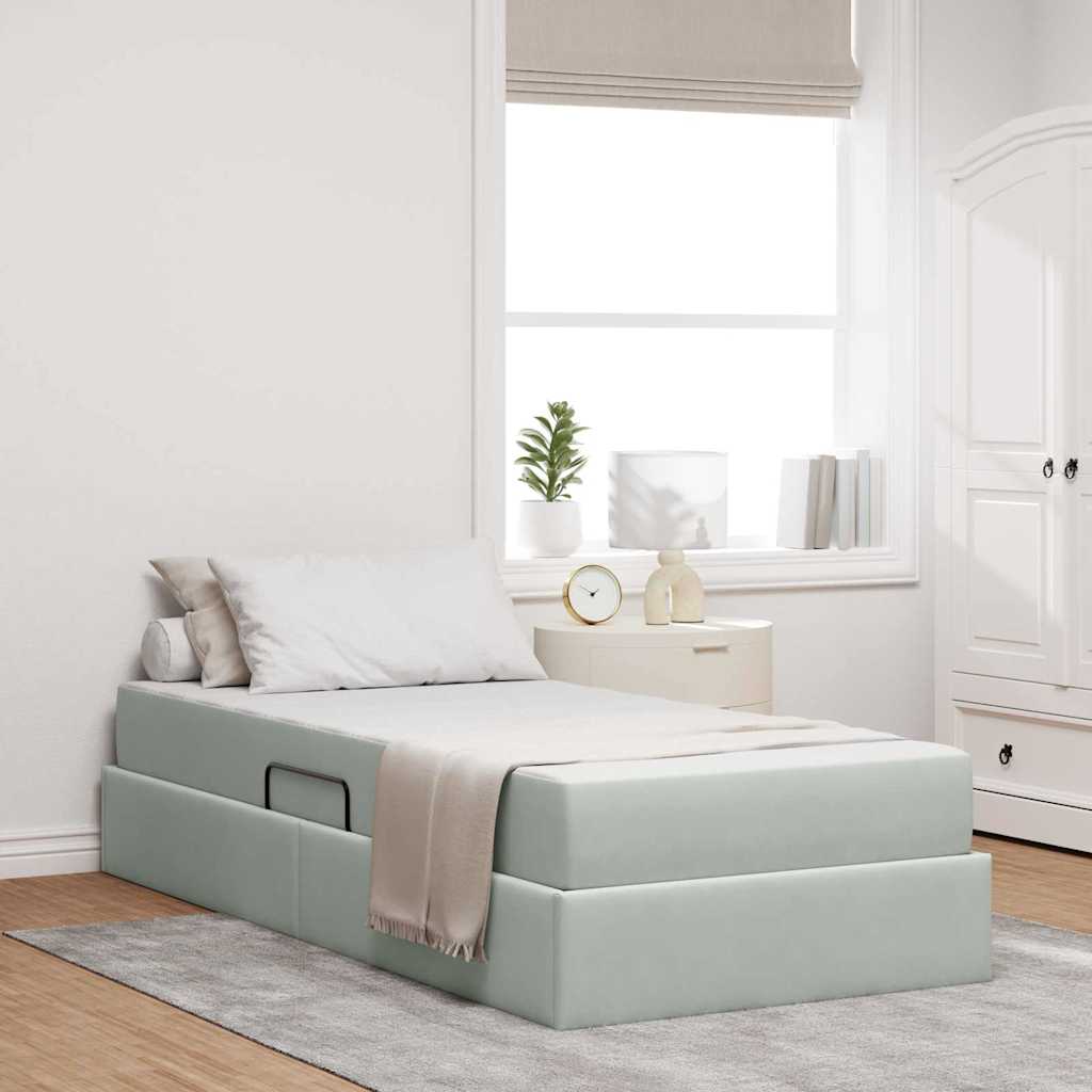 Opbergbed met matras met matras Lichtgrijs 90 x 190 cm Fluweel is nu te koop bij PeponiXL, paradijselijk wonen!