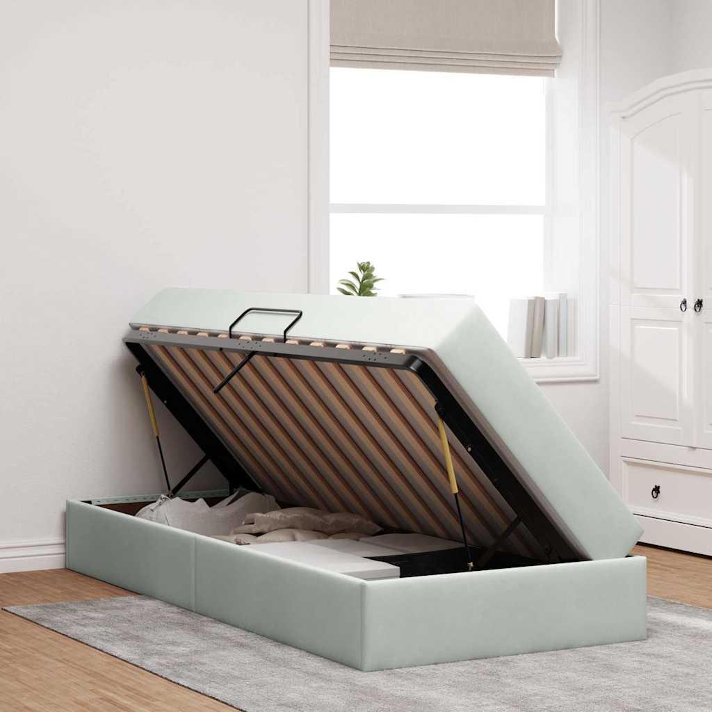 Opbergbed met matras met matras Lichtgrijs 90 x 190 cm Fluweel is nu te koop bij PeponiXL, paradijselijk wonen!