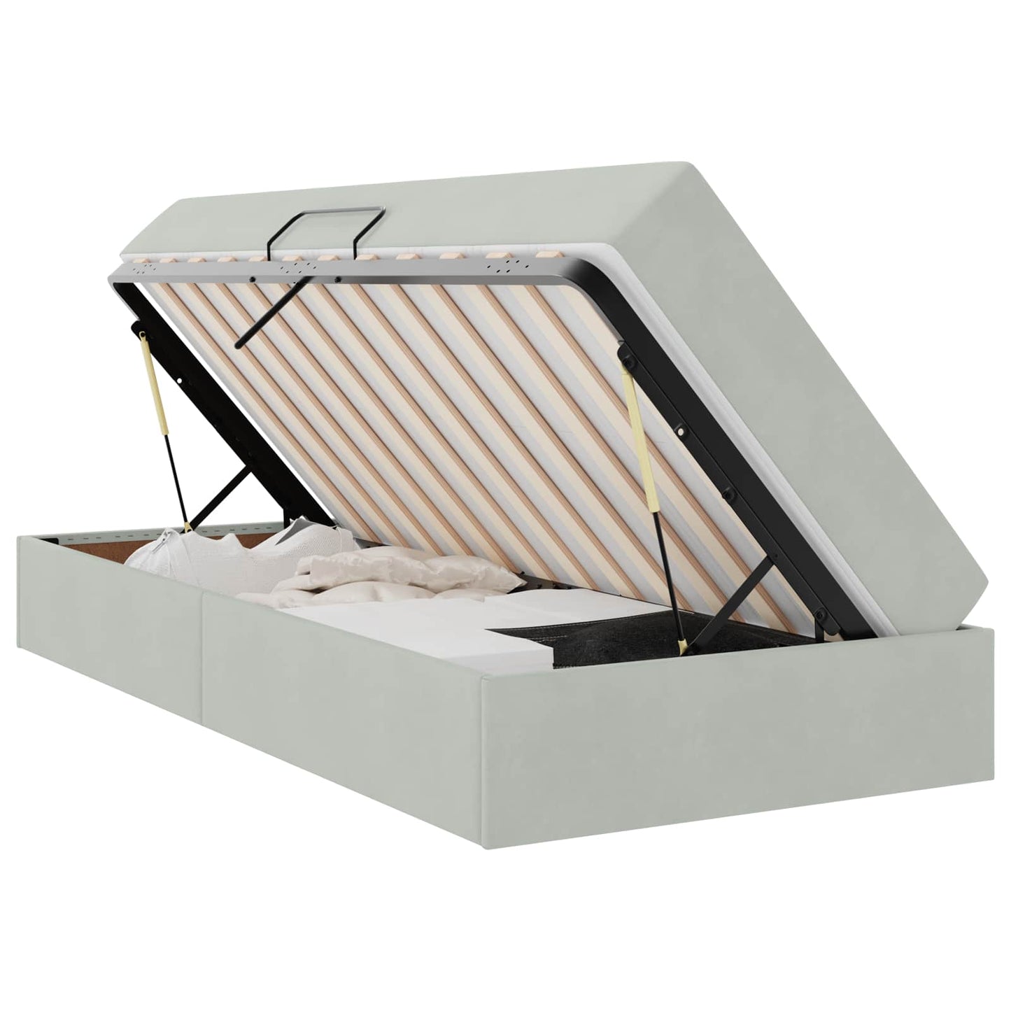 Opbergbed met matras met matras Lichtgrijs 90 x 190 cm Fluweel is nu te koop bij PeponiXL, paradijselijk wonen!