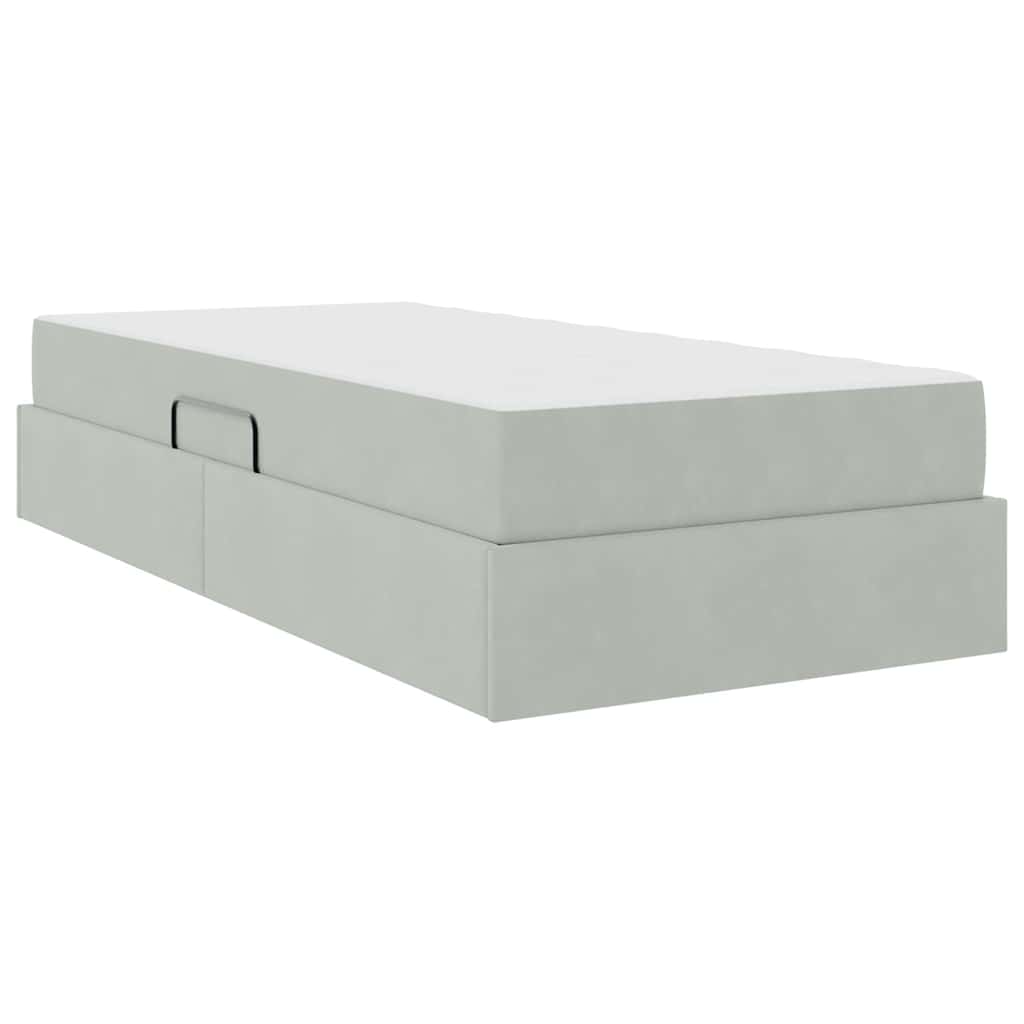 Opbergbed met matras met matras Lichtgrijs 90 x 190 cm Fluweel is nu te koop bij PeponiXL, paradijselijk wonen!