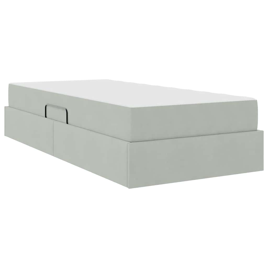 Opbergbed met matras met matras Lichtgrijs 90 x 190 cm Fluweel is nu te koop bij PeponiXL, paradijselijk wonen!