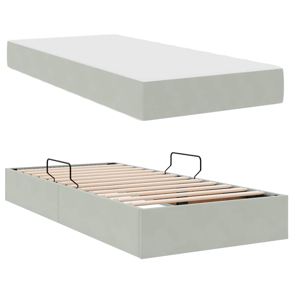 Opbergbed met matras met matras Lichtgrijs 90 x 190 cm Fluweel is nu te koop bij PeponiXL, paradijselijk wonen!