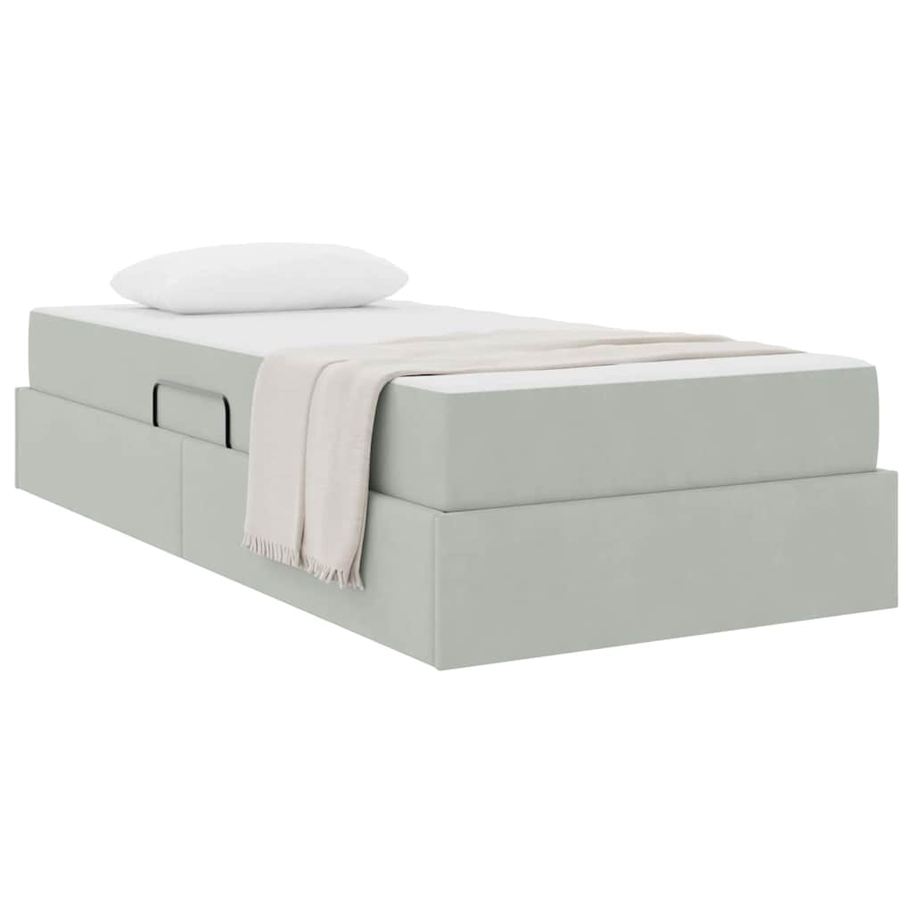 Opbergbed met matras met matras Lichtgrijs 90 x 190 cm Fluweel is nu te koop bij PeponiXL, paradijselijk wonen!
