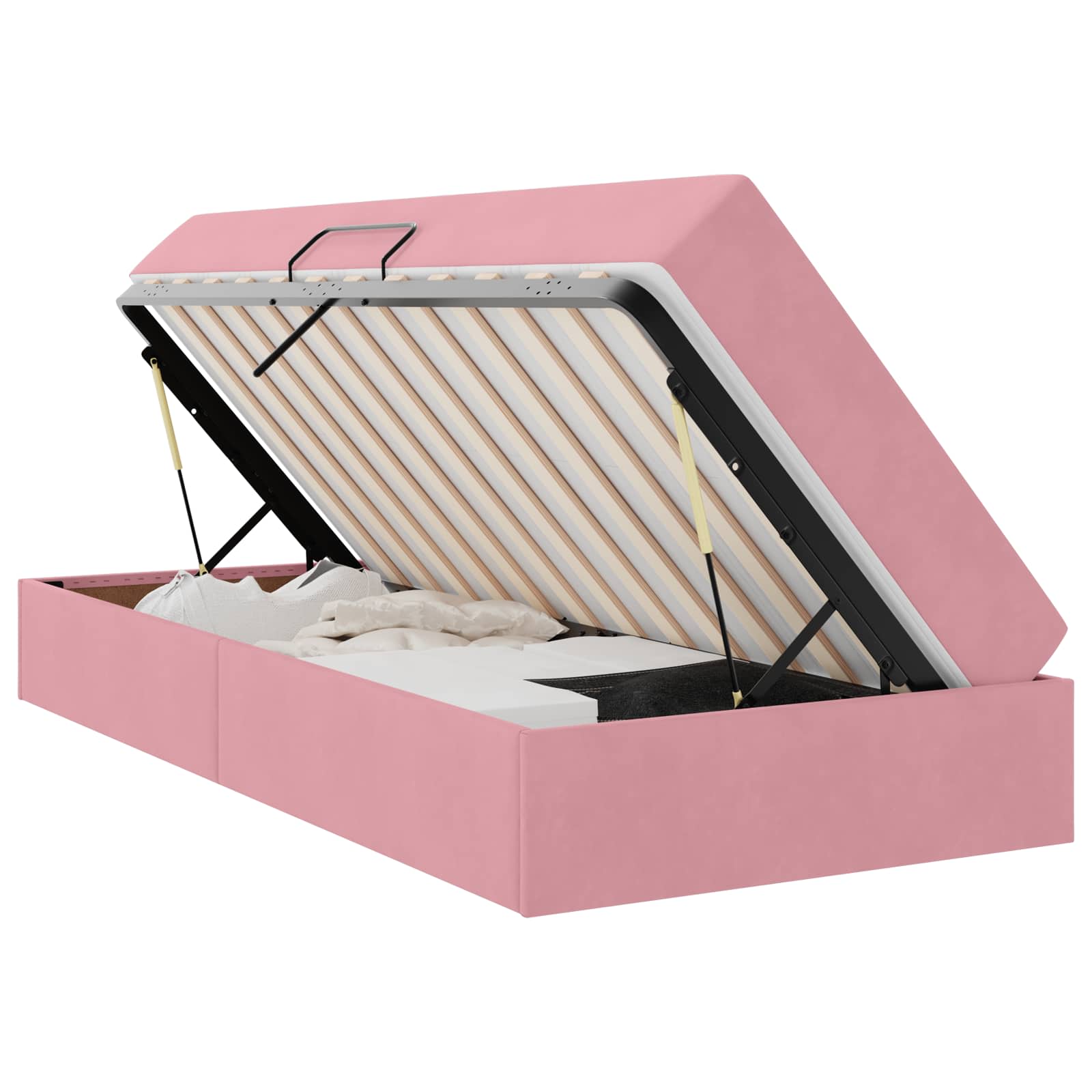 Opbergbed met matras met matras Roze 90 x 190 cm Fluweel is nu te koop bij PeponiXL, paradijselijk wonen!