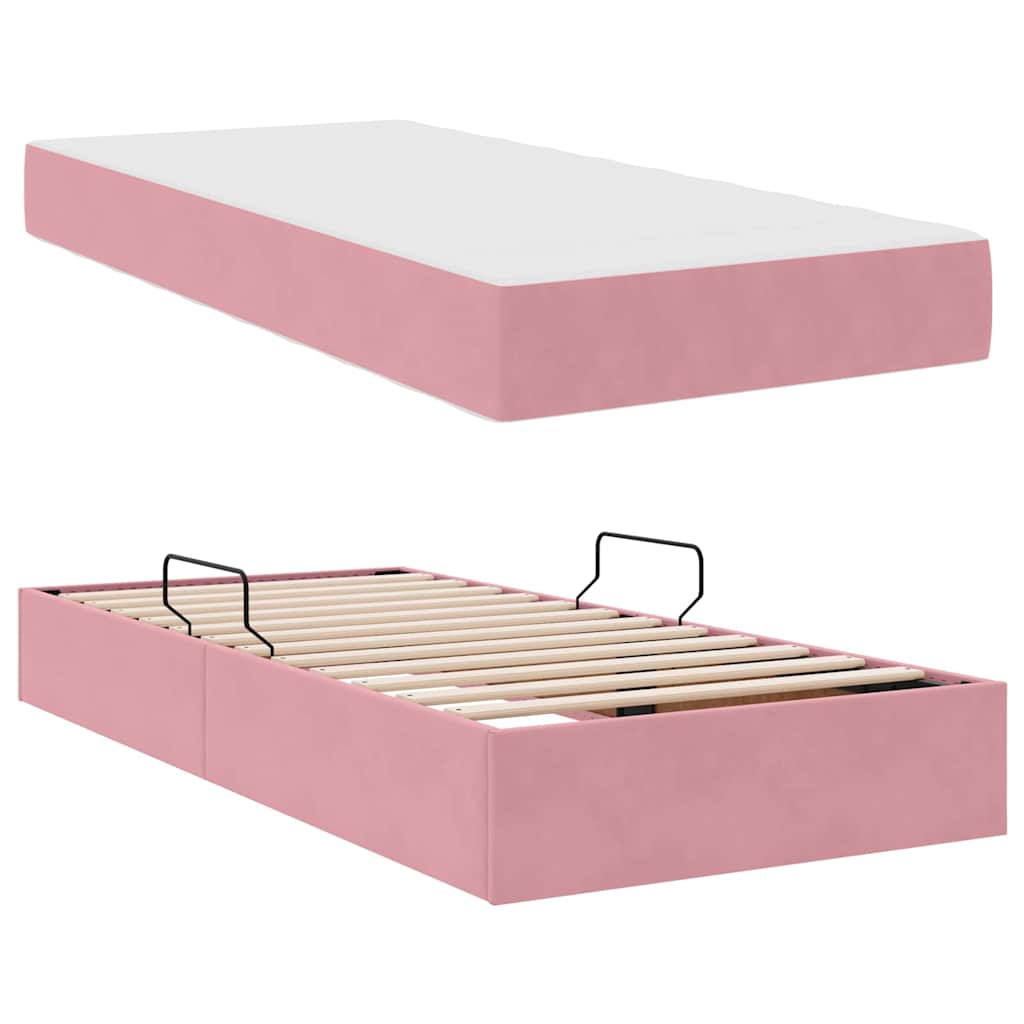 Opbergbed met matras met matras Roze 90 x 190 cm Fluweel is nu te koop bij PeponiXL, paradijselijk wonen!