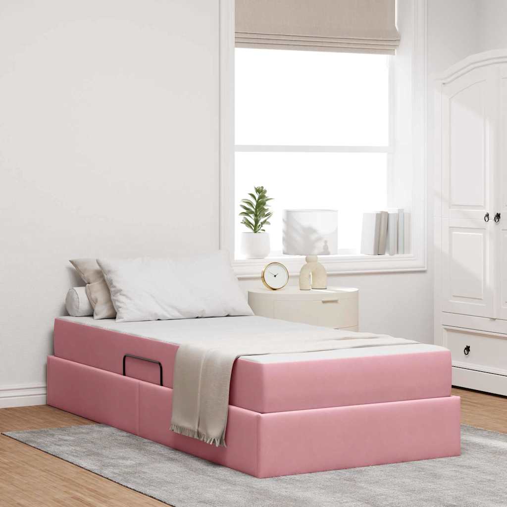 Opbergbed met matras met matras Roze 90 x 200 cm Fluweel is nu te koop bij PeponiXL, paradijselijk wonen!