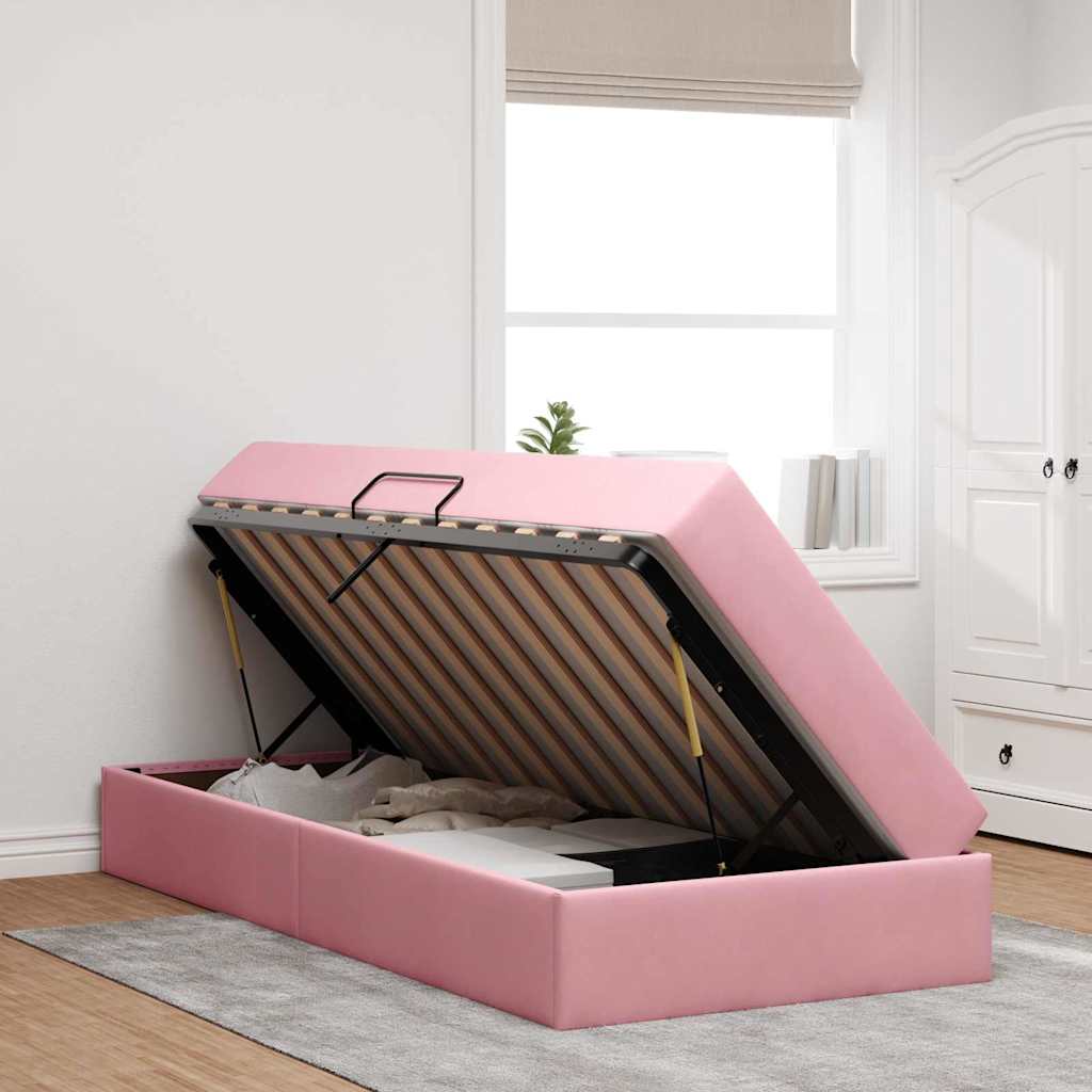 Opbergbed met matras met matras Roze 90 x 200 cm Fluweel is nu te koop bij PeponiXL, paradijselijk wonen!