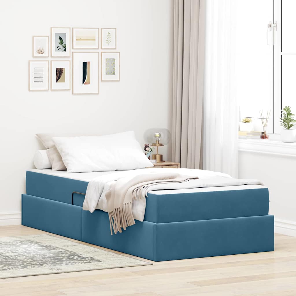 Opbergbed met matras Donkerblauw 100 x 200 cm Fluweel is nu te koop bij PeponiXL, paradijselijk wonen!