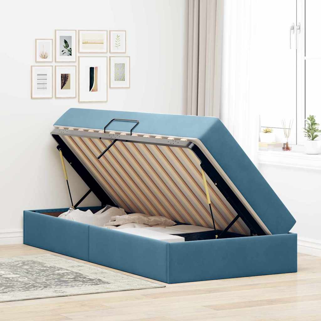 Opbergbed met matras Donkerblauw 100 x 200 cm Fluweel is nu te koop bij PeponiXL, paradijselijk wonen!