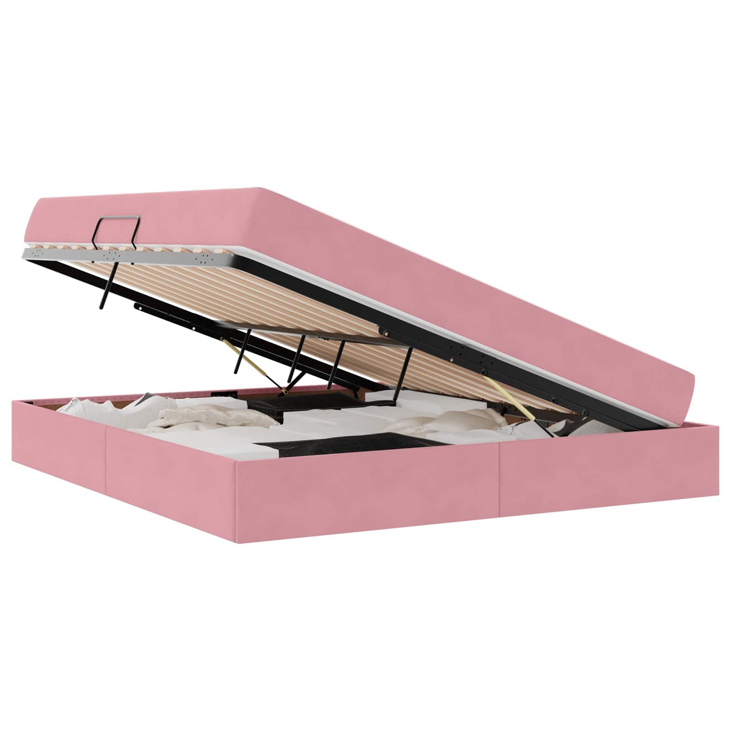 Opbergbed met matras met matras Roze 160 x 200 cm Fluweel is nu te koop bij PeponiXL, paradijselijk wonen!