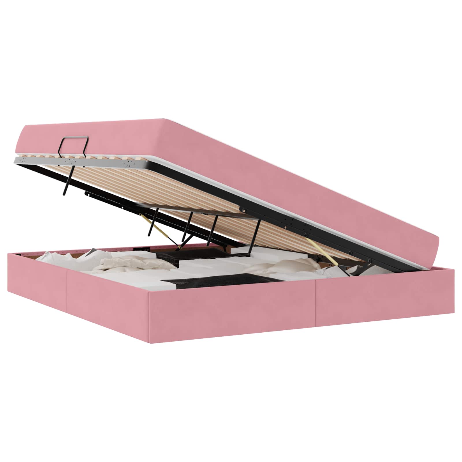 Opbergbed met matras met matras Roze 160 x 200 cm Fluweel is nu te koop bij PeponiXL, paradijselijk wonen!