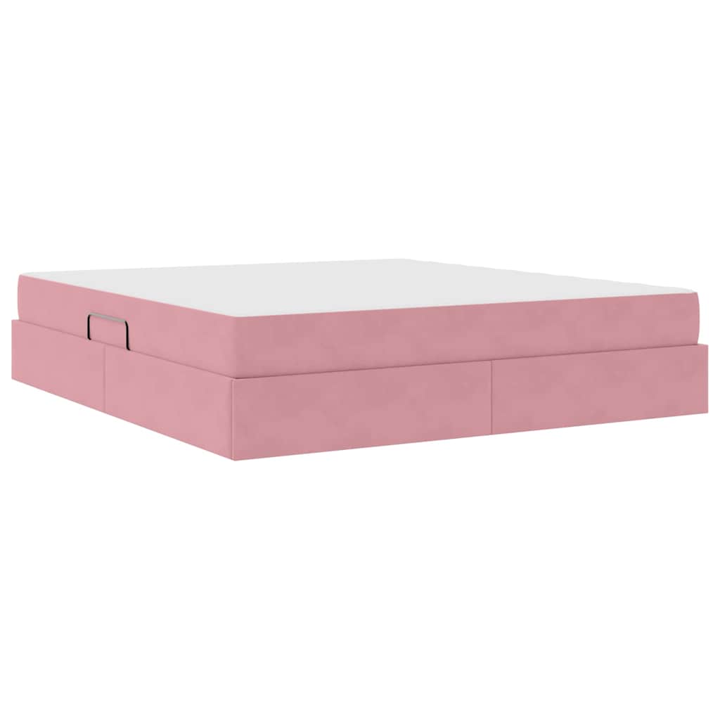 Opbergbed met matras met matras Roze 160 x 200 cm Fluweel is nu te koop bij PeponiXL, paradijselijk wonen!