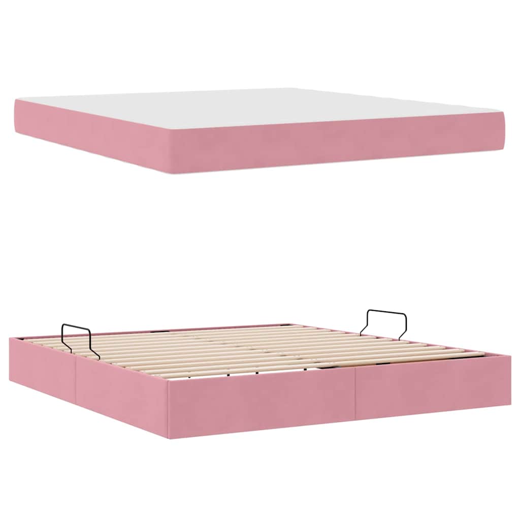 Opbergbed met matras met matras Roze 160 x 200 cm Fluweel is nu te koop bij PeponiXL, paradijselijk wonen!