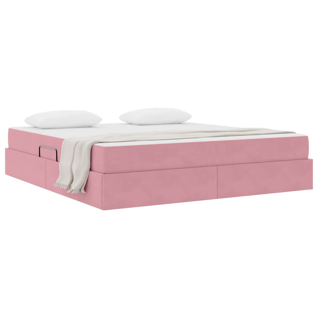 Opbergbed met matras met matras Roze 160 x 200 cm Fluweel is nu te koop bij PeponiXL, paradijselijk wonen!