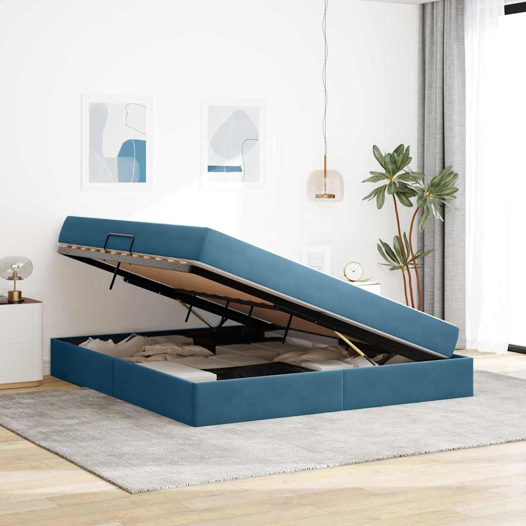Opbergbed met matras Donkerblauw 180 x 200 cm Fluweel is nu te koop bij PeponiXL, paradijselijk wonen!