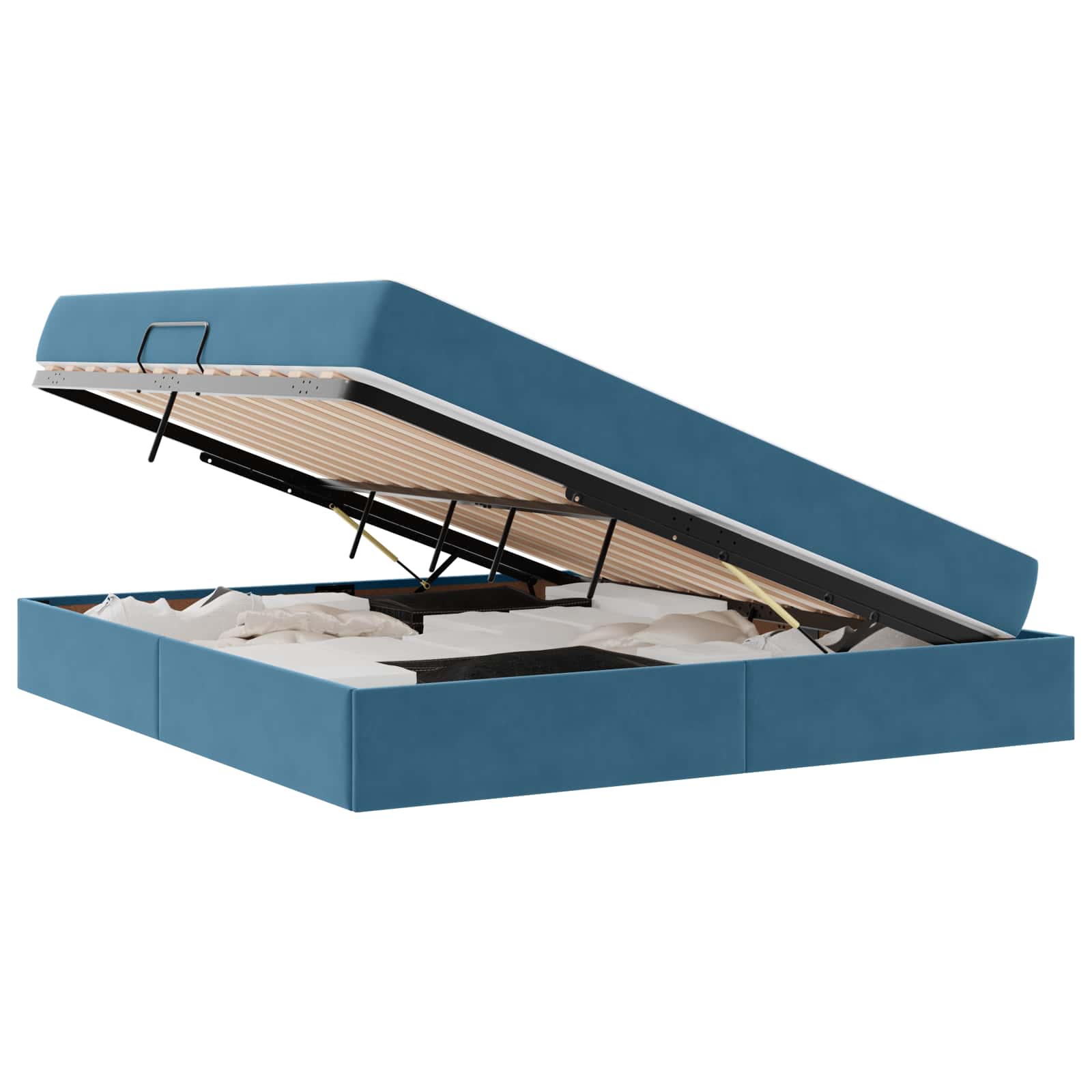 Opbergbed met matras Donkerblauw 180 x 200 cm Fluweel is nu te koop bij PeponiXL, paradijselijk wonen!