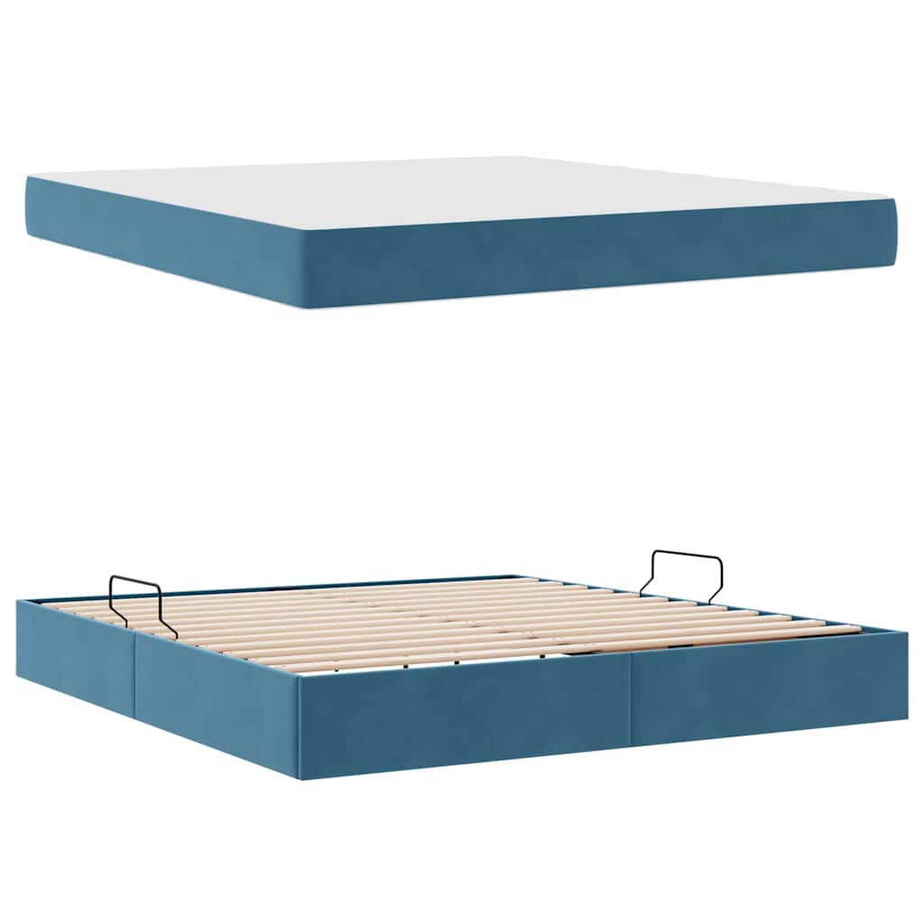 Opbergbed met matras Donkerblauw 180 x 200 cm Fluweel is nu te koop bij PeponiXL, paradijselijk wonen!