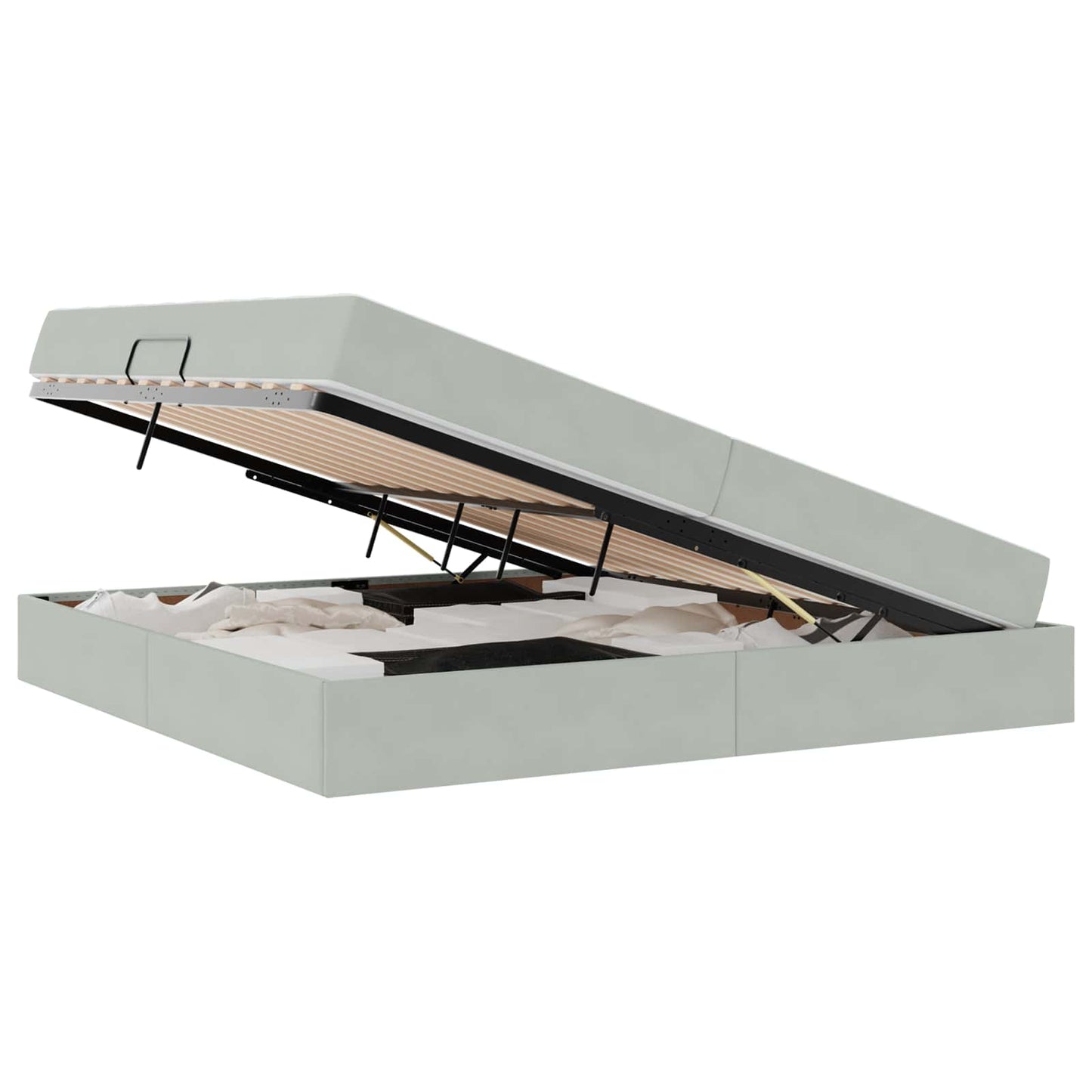 Opbergbed met matras met matras Lichtgrijs 200 x 200 cm Fluweel is nu te koop bij PeponiXL, paradijselijk wonen!