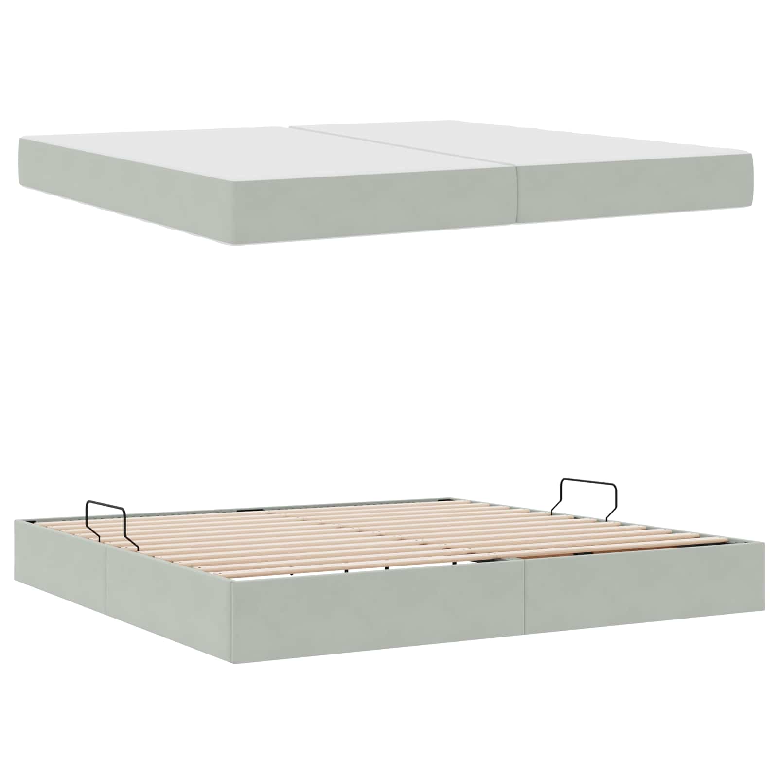 Opbergbed met matras met matras Lichtgrijs 200 x 200 cm Fluweel is nu te koop bij PeponiXL, paradijselijk wonen!