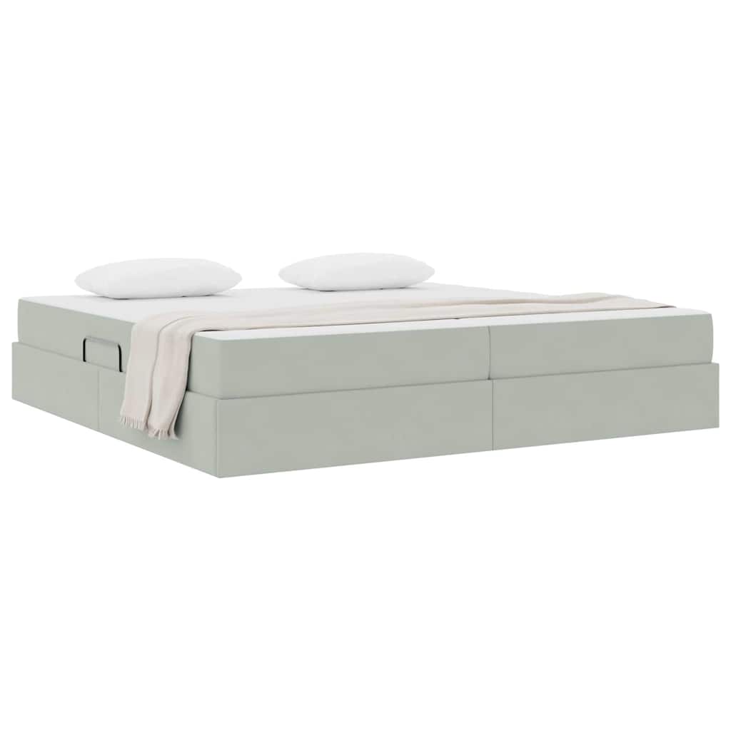 Opbergbed met matras met matras Lichtgrijs 200 x 200 cm Fluweel is nu te koop bij PeponiXL, paradijselijk wonen!
