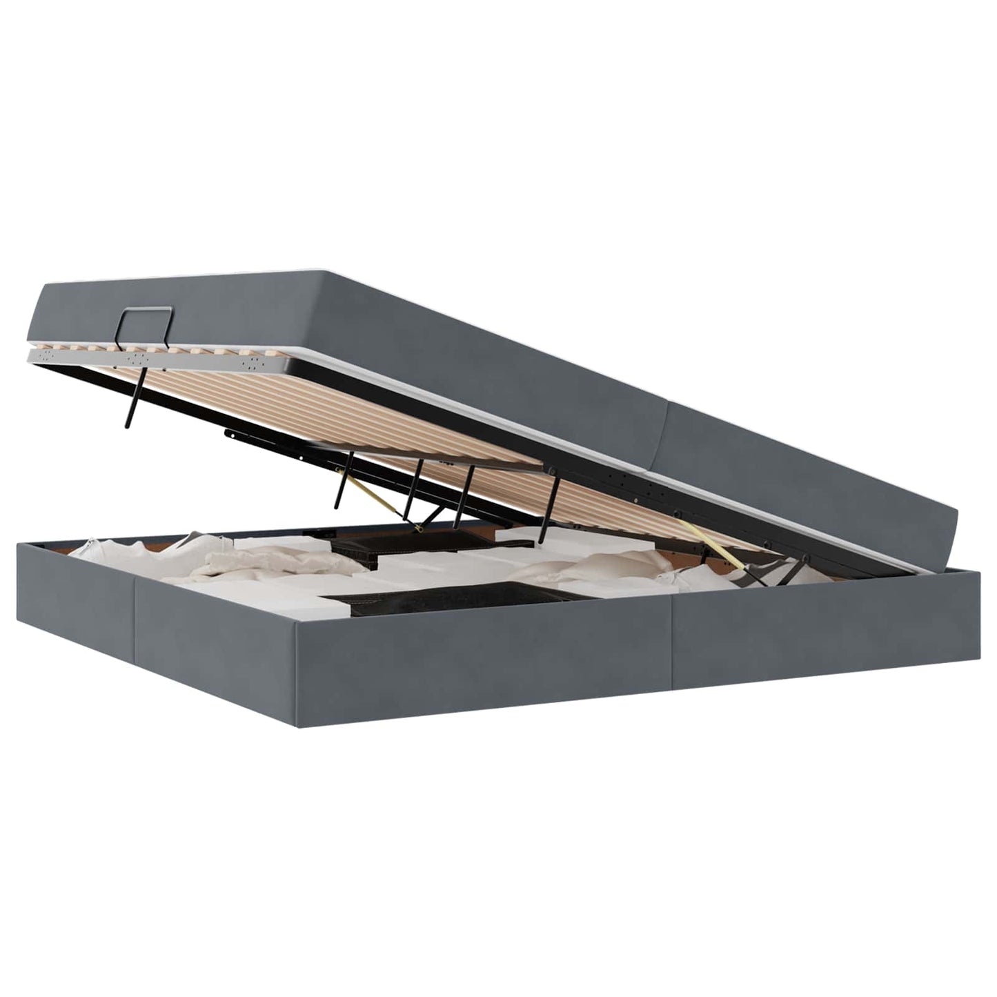 Opbergbed met matras Donkergrijs 200 x 200 cm Fluweel is nu te koop bij PeponiXL, paradijselijk wonen!