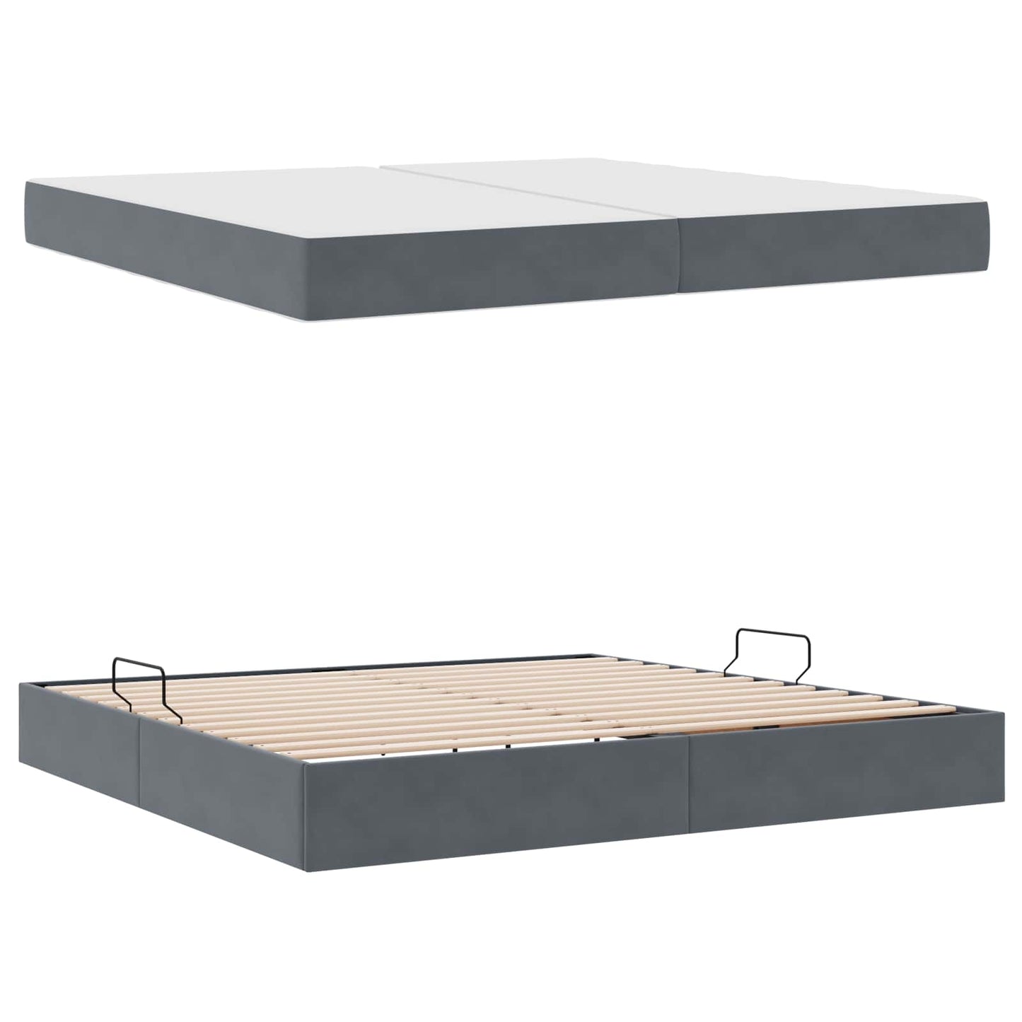 Opbergbed met matras Donkergrijs 200 x 200 cm Fluweel is nu te koop bij PeponiXL, paradijselijk wonen!