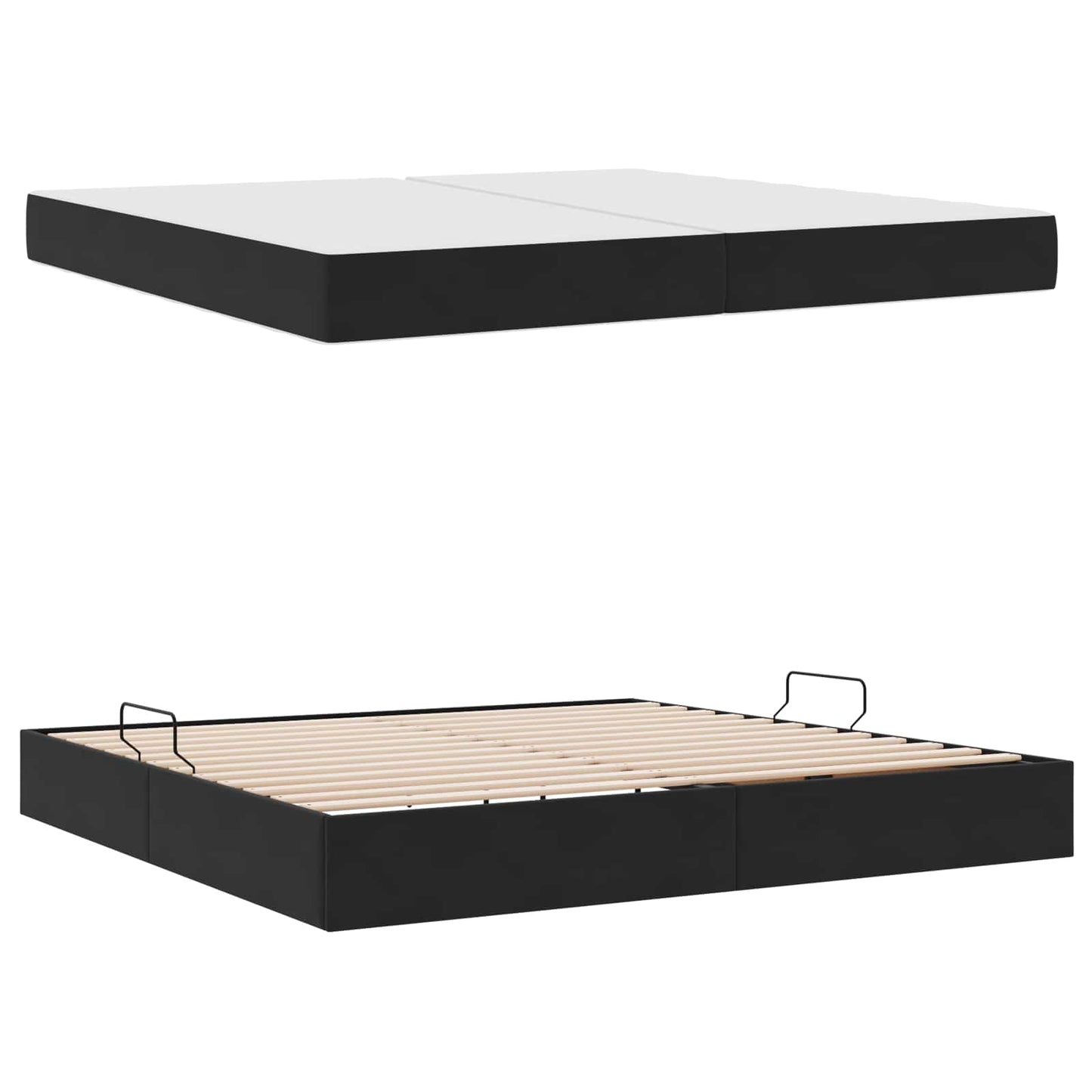 Opbergbed met matras met matras Zwart 200 x 200 cm Fluweel is nu te koop bij PeponiXL, paradijselijk wonen!