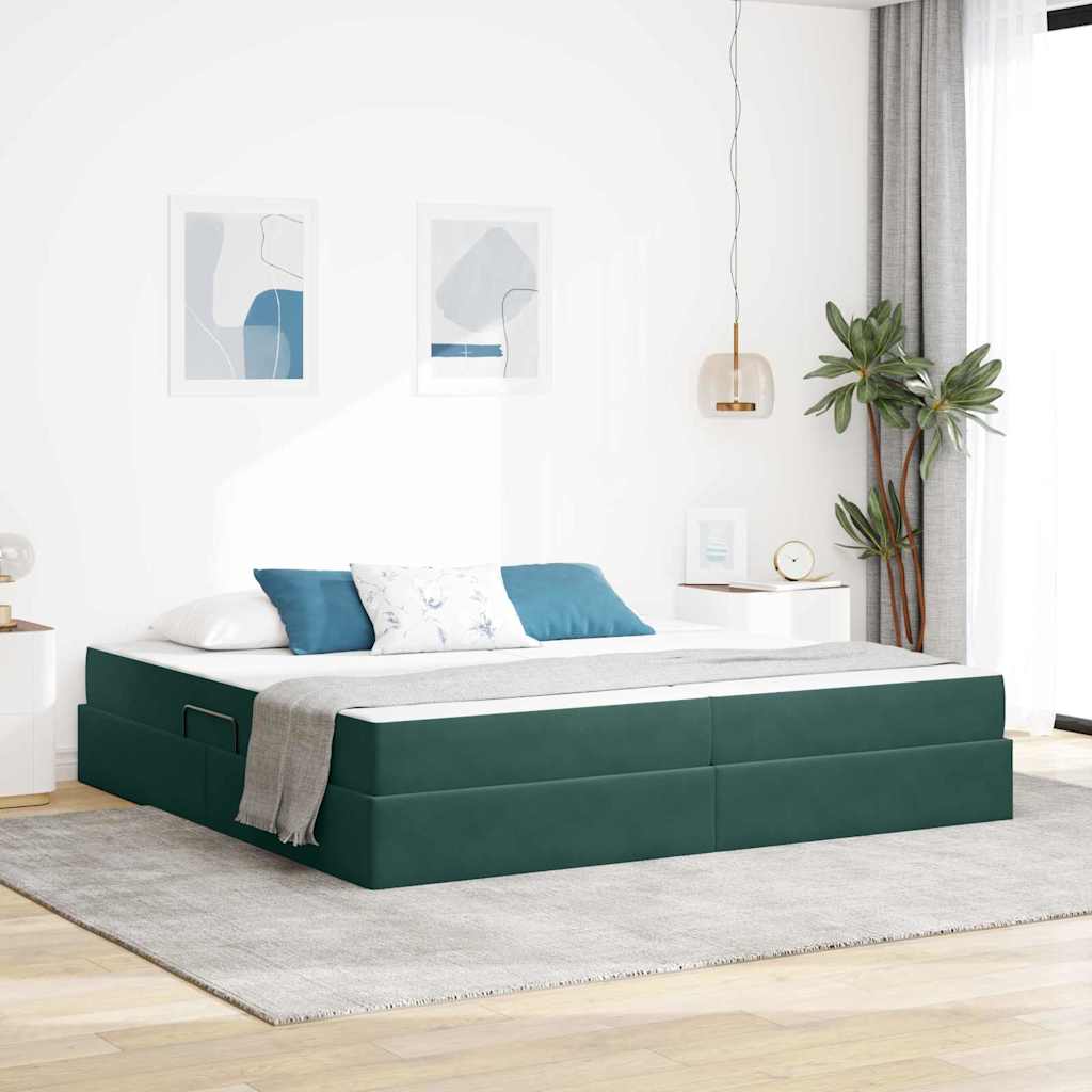 Opbergbed met matras Donkergroen 200 x 200 cm Fluweel is nu te koop bij PeponiXL, paradijselijk wonen!