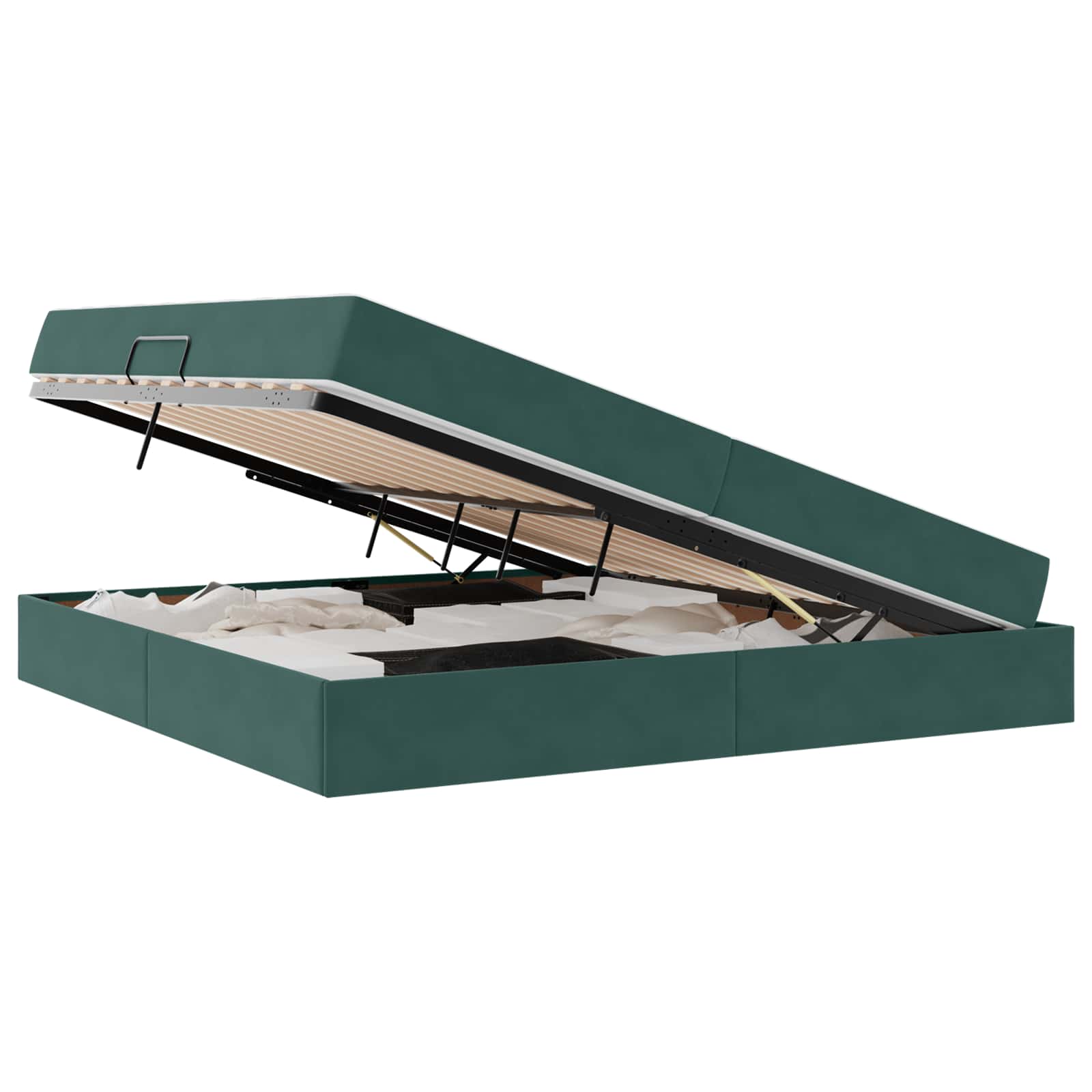 Opbergbed met matras Donkergroen 200 x 200 cm Fluweel is nu te koop bij PeponiXL, paradijselijk wonen!