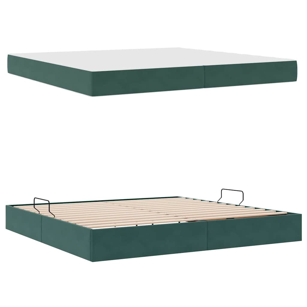 Opbergbed met matras Donkergroen 200 x 200 cm Fluweel is nu te koop bij PeponiXL, paradijselijk wonen!