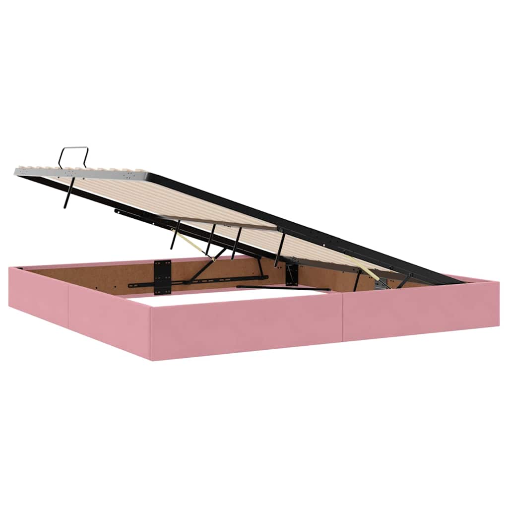 Opbergbed met matras met matras Roze 200 x 200 cm Fluweel is nu te koop bij PeponiXL, paradijselijk wonen!