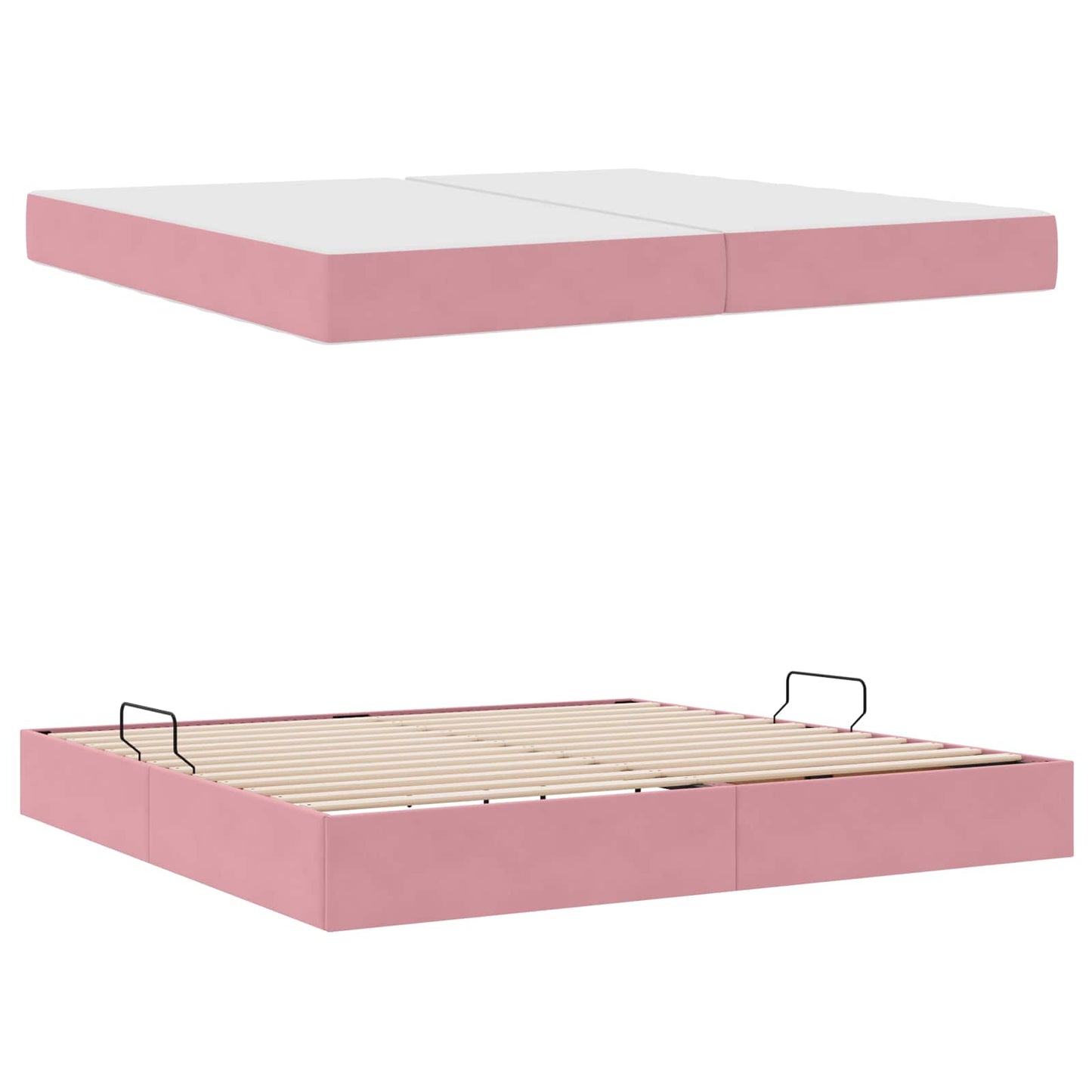 Opbergbed met matras met matras Roze 200 x 200 cm Fluweel is nu te koop bij PeponiXL, paradijselijk wonen!