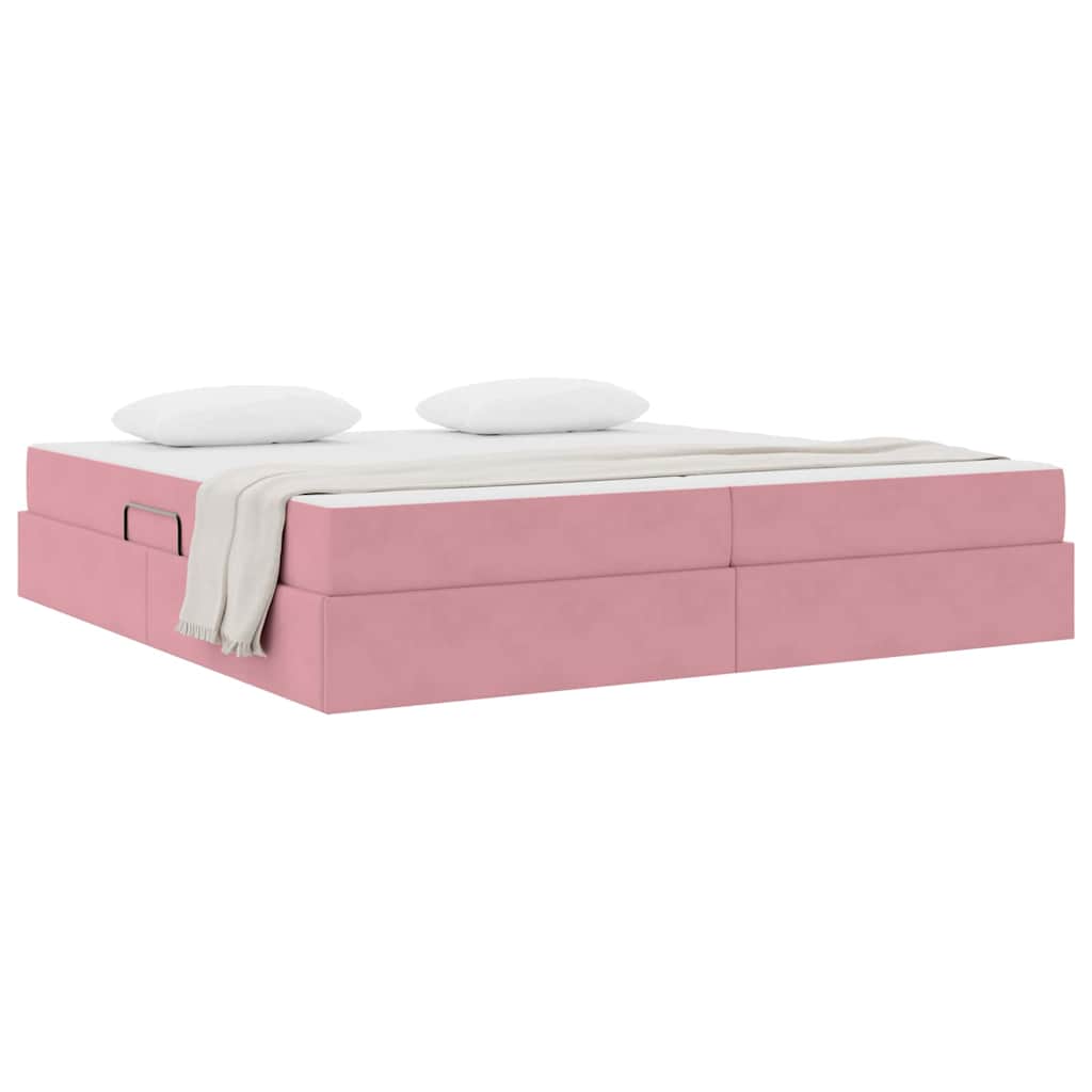 Opbergbed met matras met matras Roze 200 x 200 cm Fluweel is nu te koop bij PeponiXL, paradijselijk wonen!