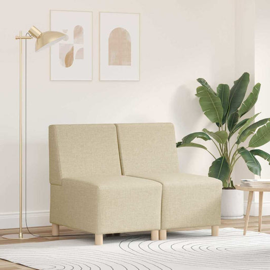 Modulaire Bankeenheid Armlos 2 pcs Crème 55 x 74 x 82 cm Stof is nu te koop bij PeponiXL, paradijselijk wonen!