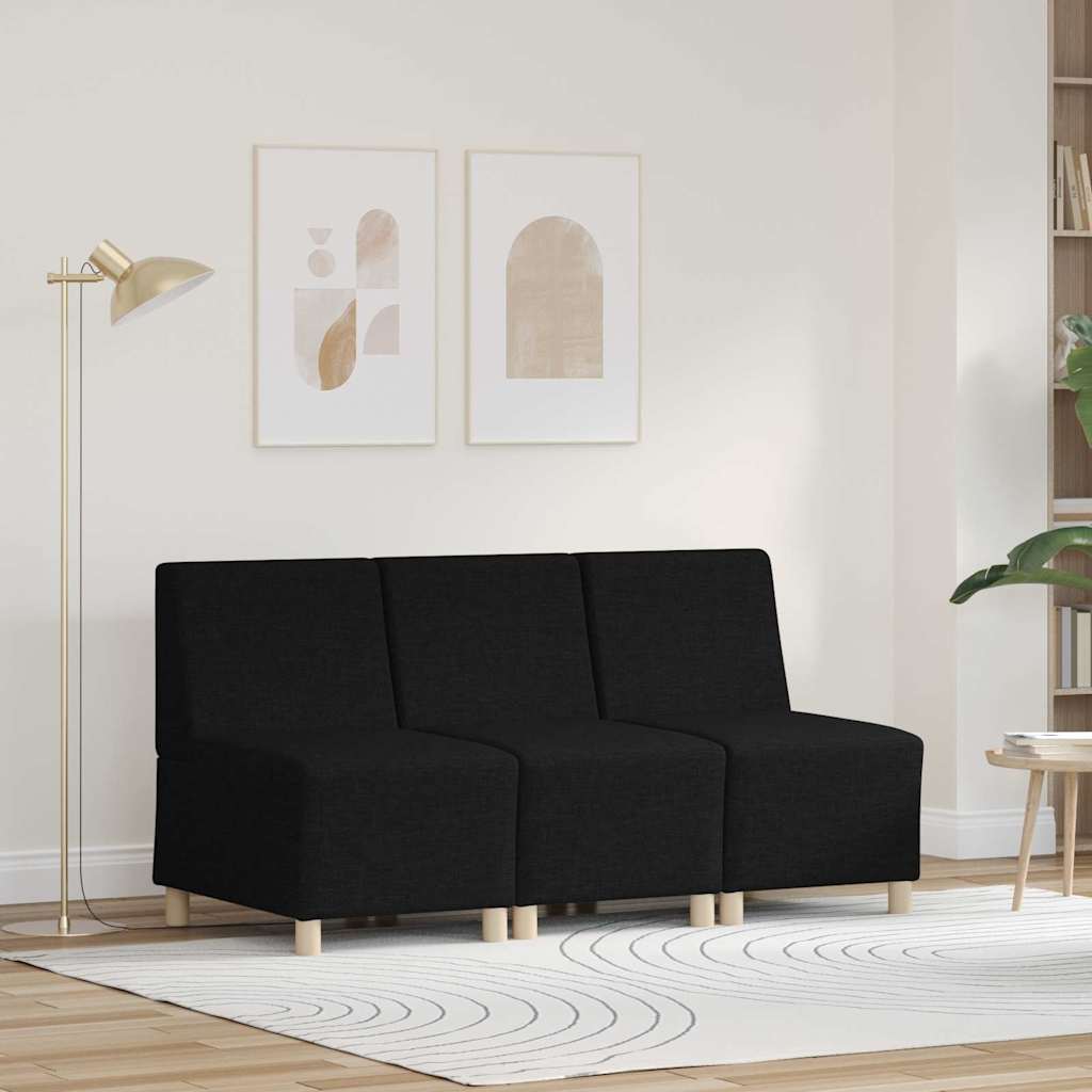 Modulaire Bankeenheid Armlos 3 pcs Zwart 55 x 74 x 82 cm Stof is nu te koop bij PeponiXL, paradijselijk wonen!