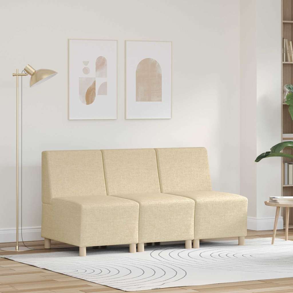 Modulaire Bankeenheid Armlos 3 pcs Crème 55 x 74 x 82 cm Stof is nu te koop bij PeponiXL, paradijselijk wonen!