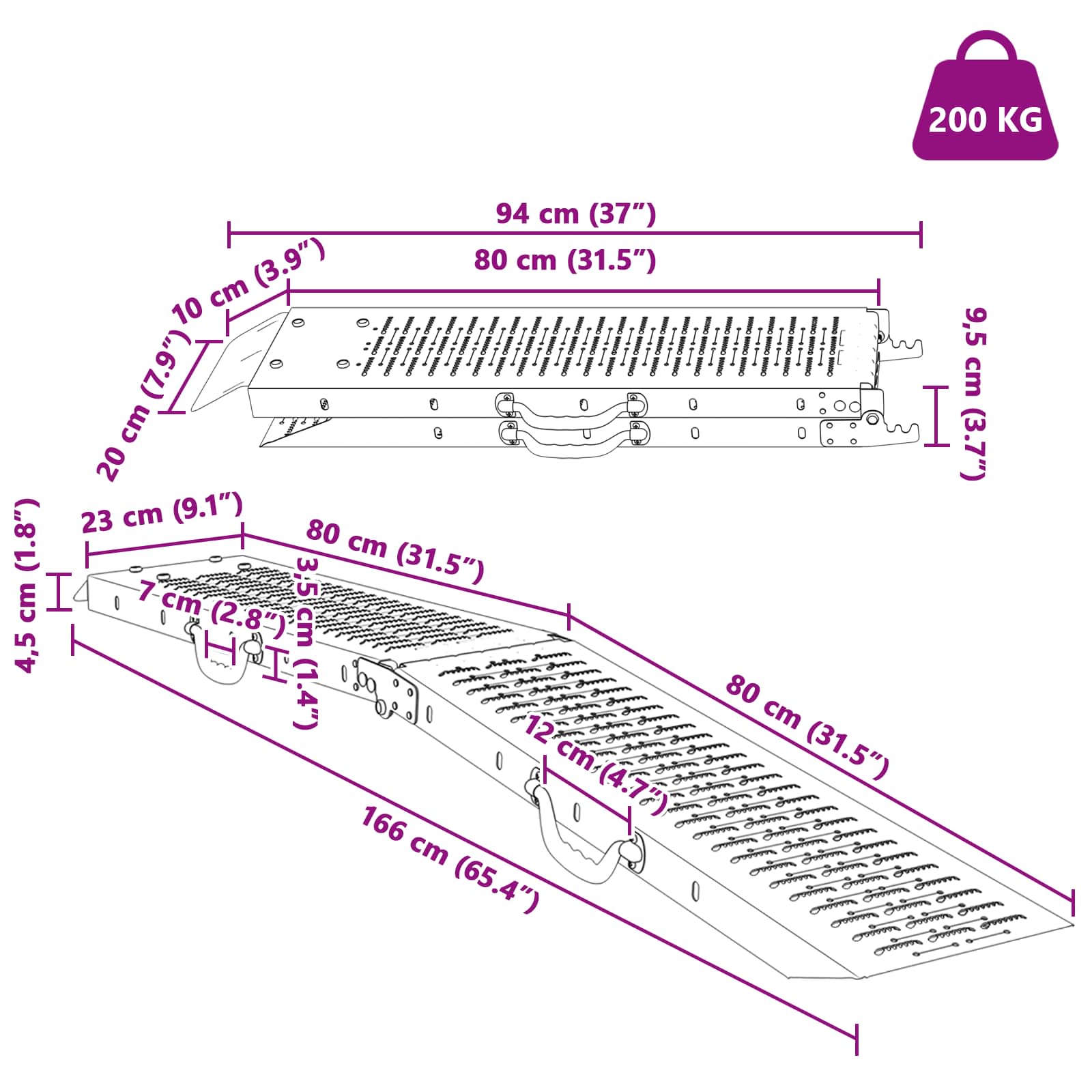 Opvouwbare oprijplaat 200kg per oprijplaat 2 pcs Zilver is nu te koop bij PeponiXL, paradijselijk wonen!