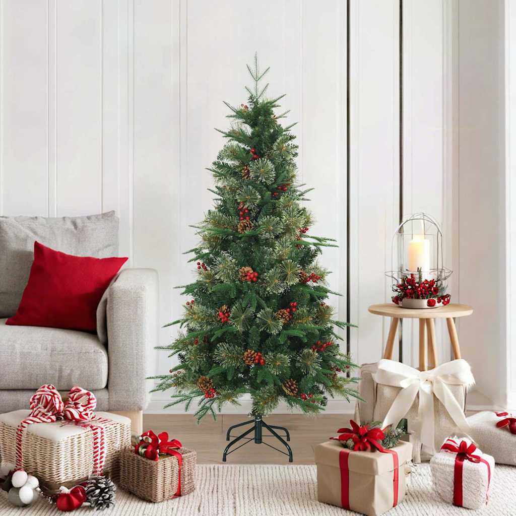 Kunstmatige Inklapbare Kerstboom Groen 150 cm PVC, PE en Staal is nu te koop bij PeponiXL, paradijselijk wonen!