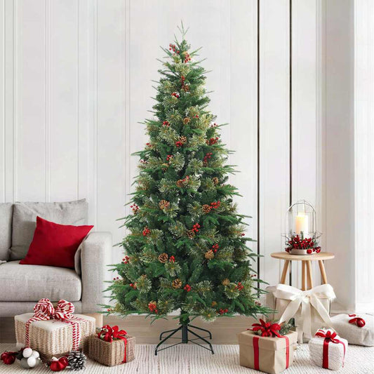 Kunstmatige Inklapbare Kerstboom Groen 210 cm PVC, PE en Staal is nu te koop bij PeponiXL, paradijselijk wonen!
