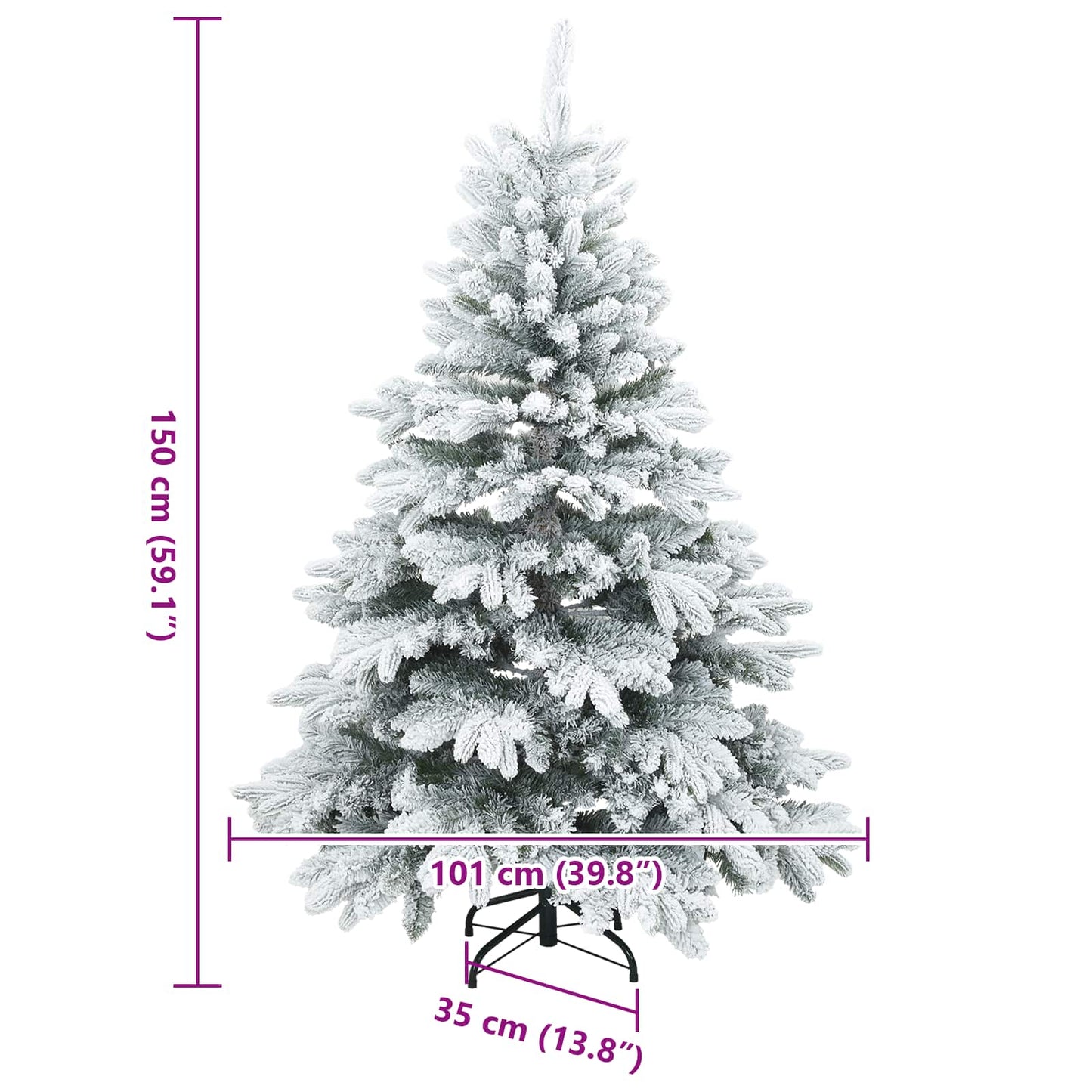 Kunst Kerstboom met Geveerde Takken, Sneeuw Bedekt Wit 150 cm is nu te koop bij PeponiXL, paradijselijk wonen!