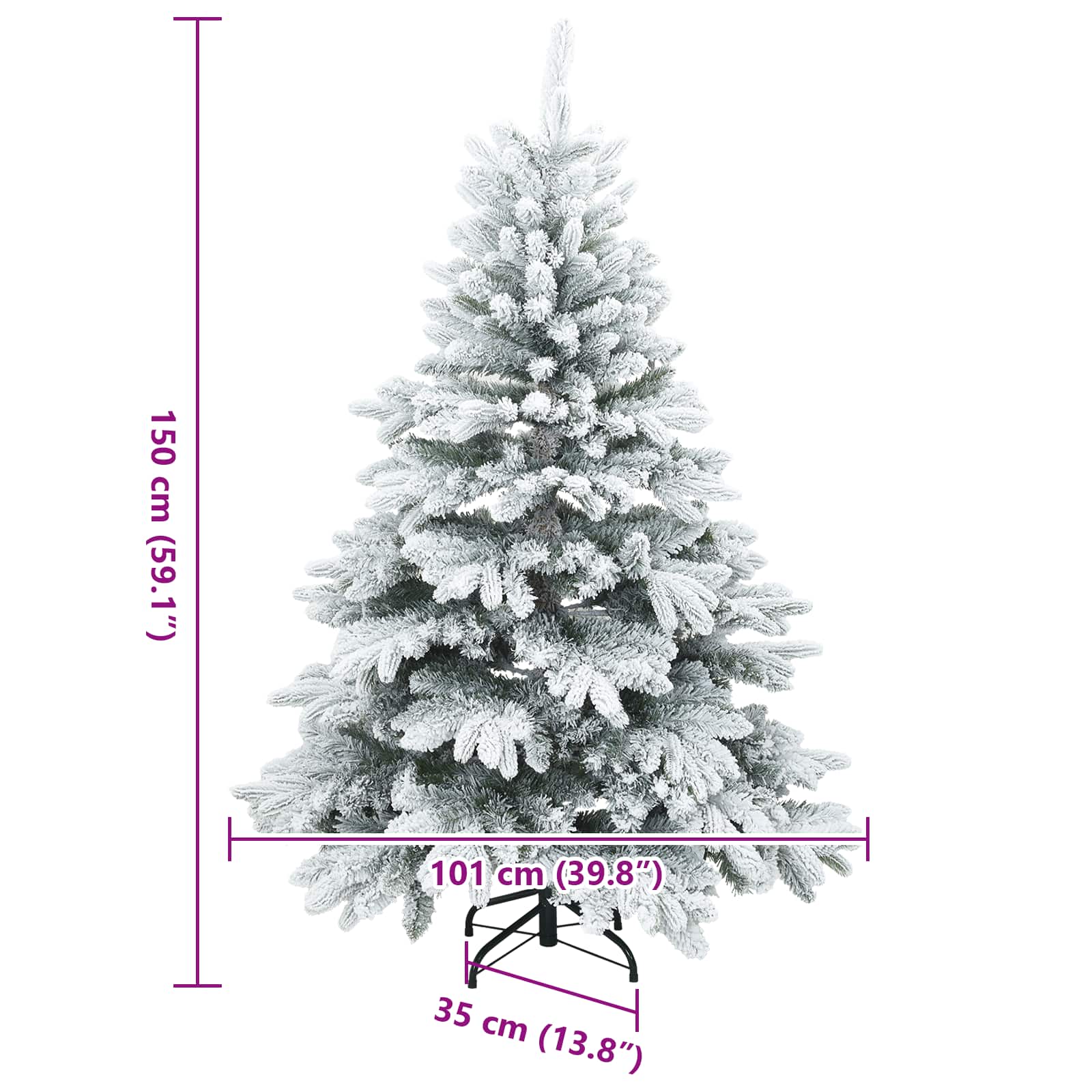 Kunst Kerstboom met Geveerde Takken, Sneeuw Bedekt Wit 150 cm is nu te koop bij PeponiXL, paradijselijk wonen!