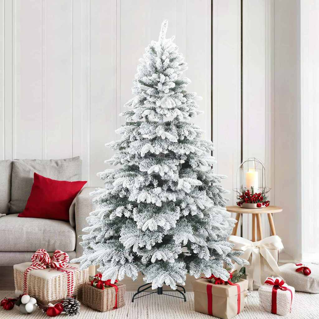 Kunst Kerstboom met Geveerde Takken, Sneeuw Bedekt Wit 180 cm is nu te koop bij PeponiXL, paradijselijk wonen!