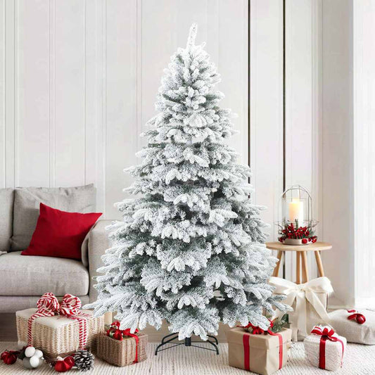 Kunst Kerstboom met Geveerde Takken, Sneeuw Bedekt Wit 180 cm is nu te koop bij PeponiXL, paradijselijk wonen!